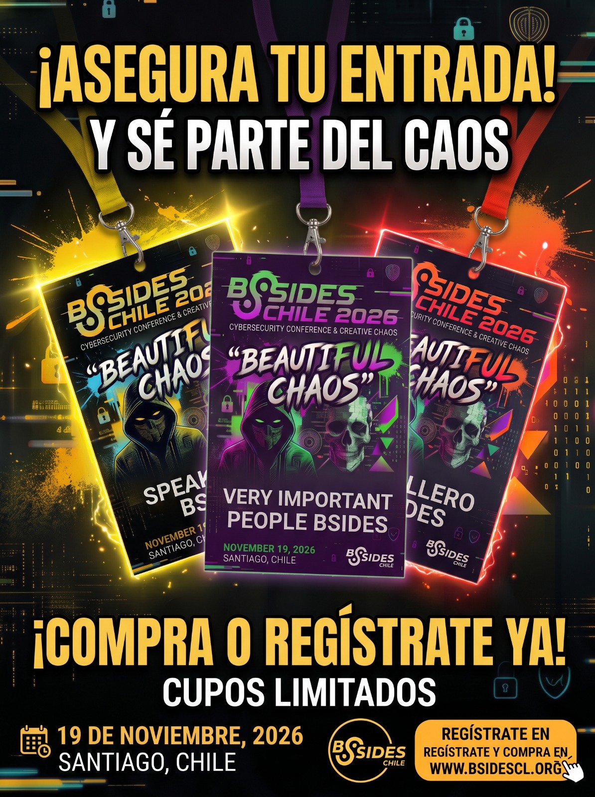 Afiche oficial de entradas BSides Chile 2026, 19 de noviembre en Santiago